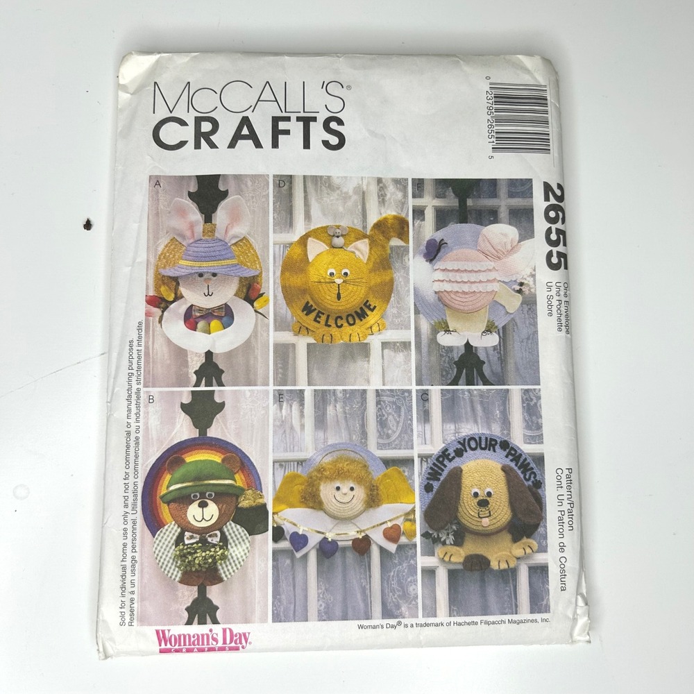 McCalls Crafts 2655 Uncut Sewing Pattern Woman's Day Straw Hat Wreaths All Sizes